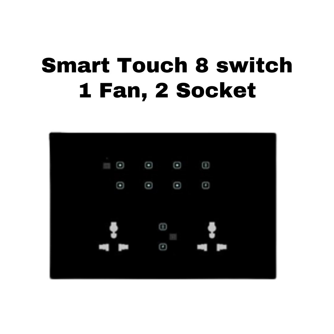 12 module smart touch 8 switch and 1 fan2 socket board automation india