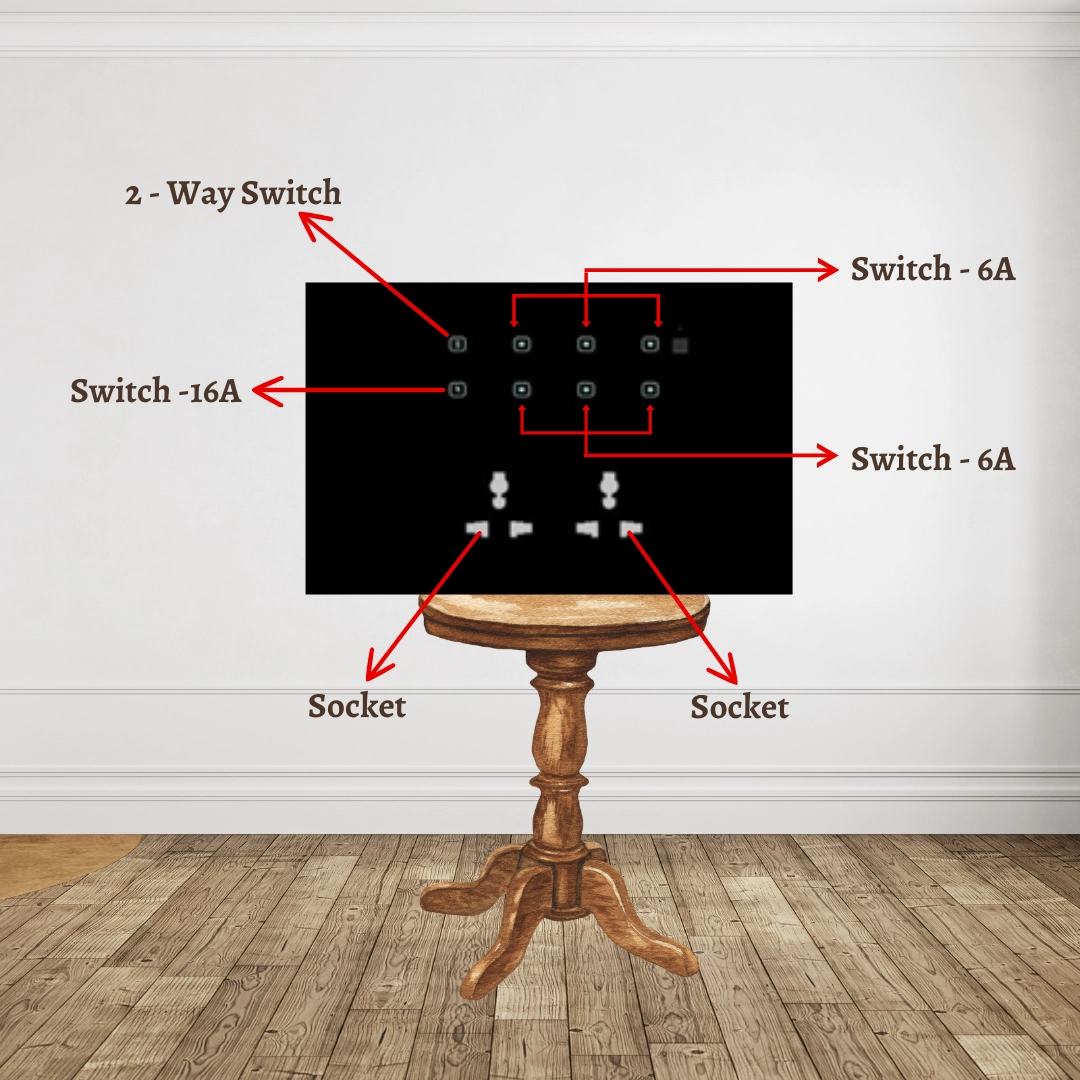 12 module smart touch 8 switch and 2 socket board automation india
