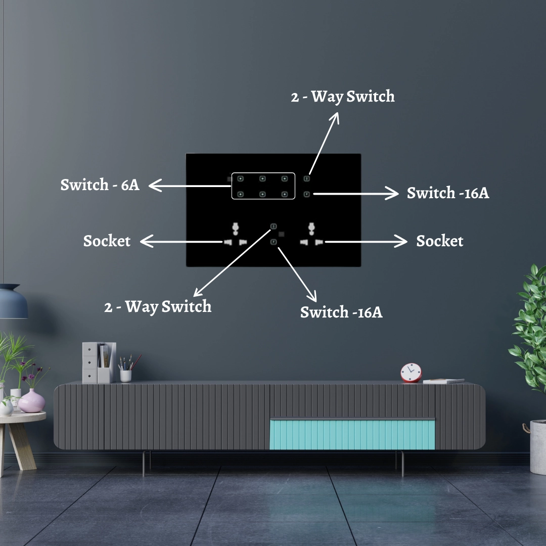 12 module smart touch 10 switch and 2 socket board automation india