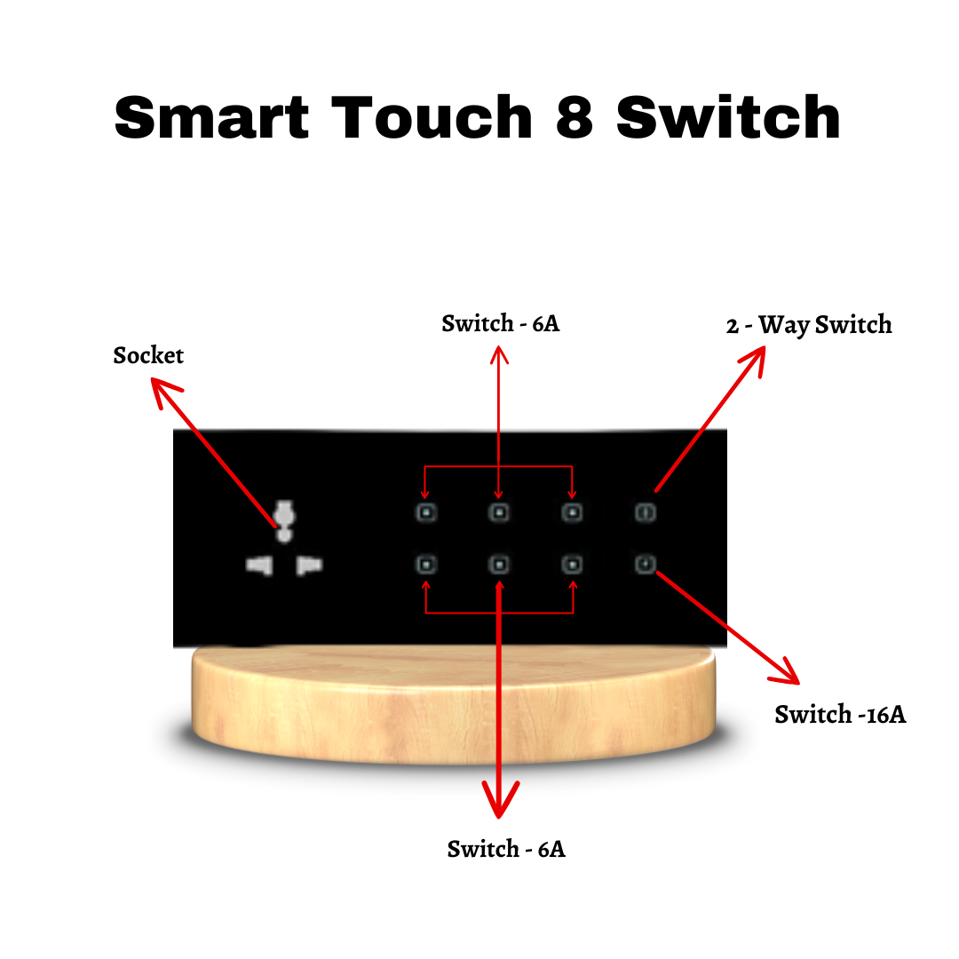 Best 8 module smart touch switch 8 switch and 1 socket
