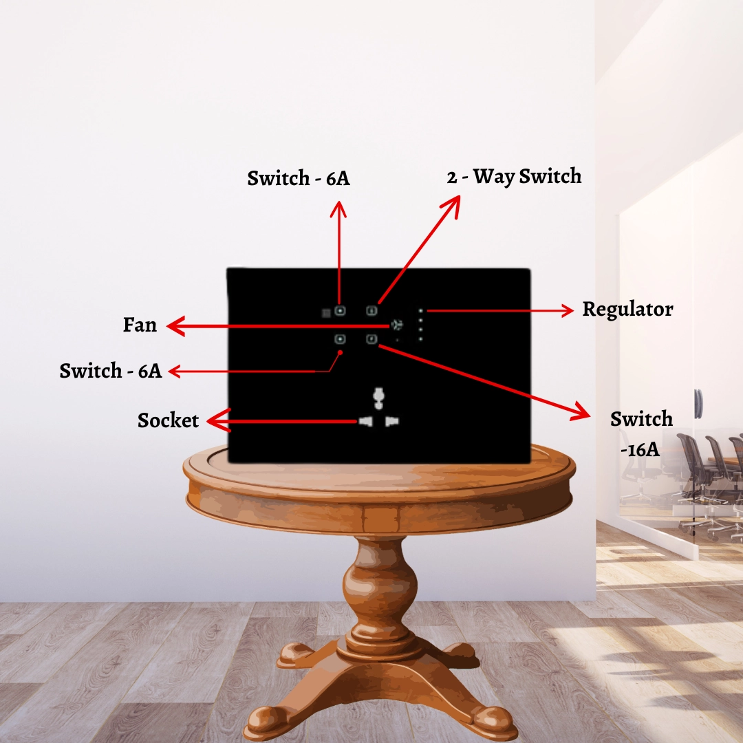 12 module smart touch 4 switch and 1 fan1 socket board automation india