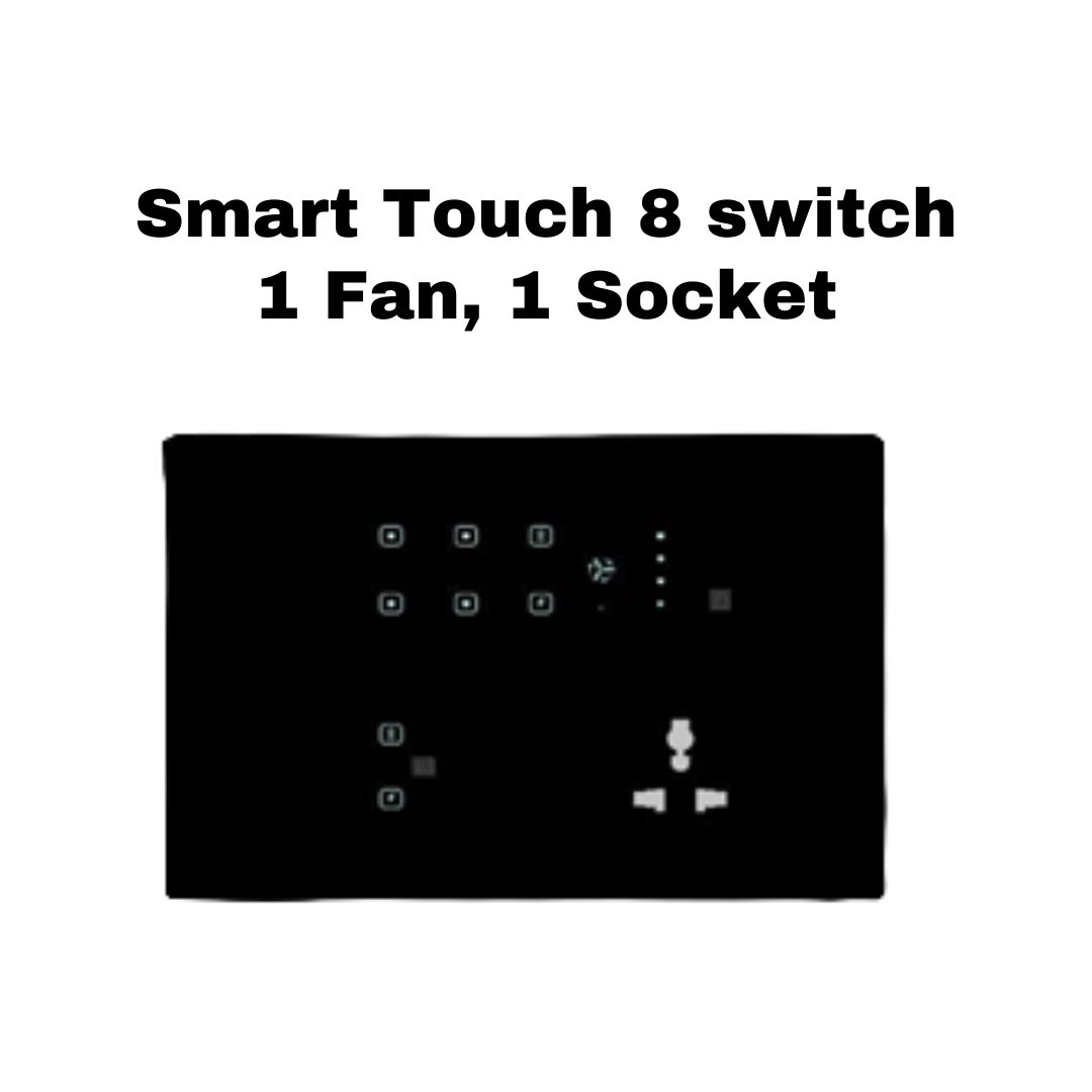 12 module smart touch 4 switch and 1 fan1 socket board automation india